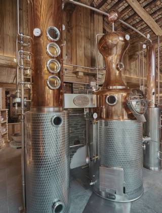Distilling kettle in Grünegg distillery & show distillery Dienten