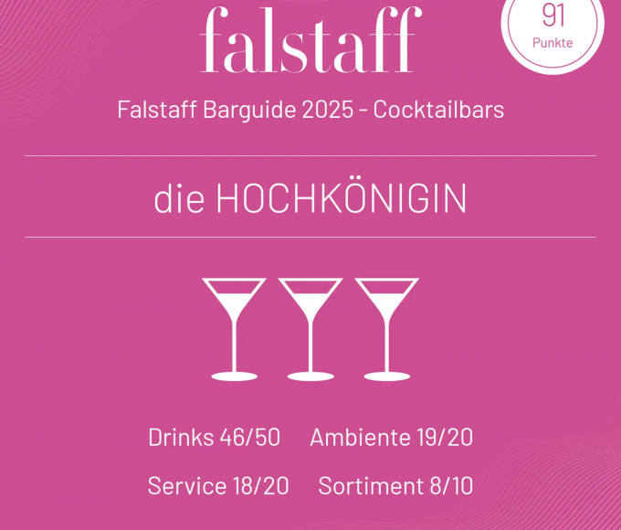 Auszeichnung von Falstaff für die HIGH QUEEN BAR